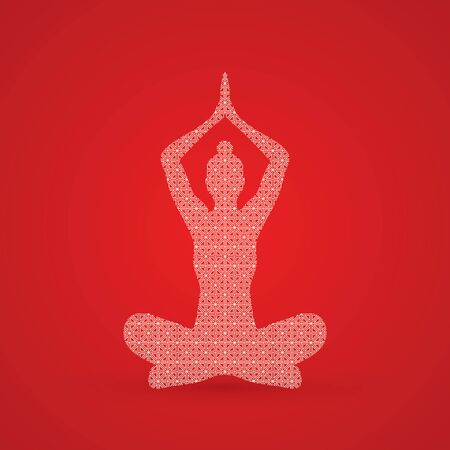 Yoga Sitting pose designed using luxury geometric pattern graphic vector.のイラスト素材