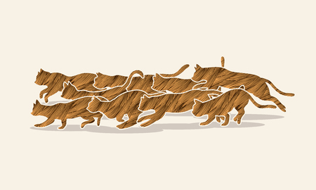 Cats nine lives designed using brown grunge brush graphic vector.のイラスト素材