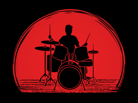 Drum player designed on sunlight background graphic vector.のイラスト素材