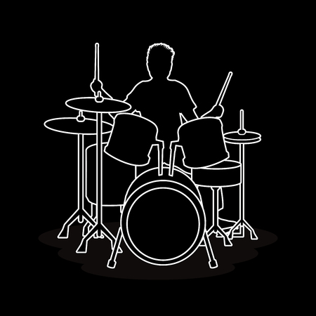 Drum player designed using outline graphic vector.のイラスト素材