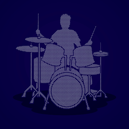 Drum player designed using dots pattern graphic vector.のイラスト素材