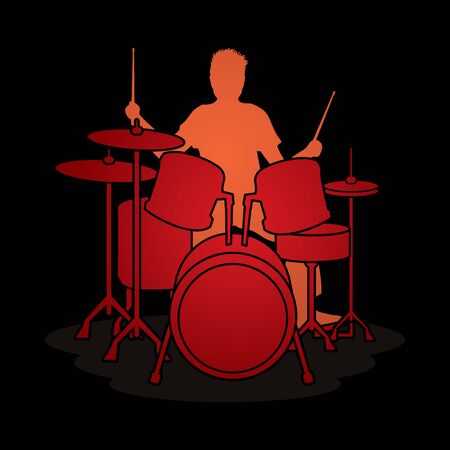Drum player graphic vector.のイラスト素材