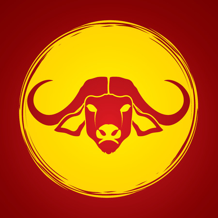Buffalo head designed on grunge cycle background graphic vector.のイラスト素材
