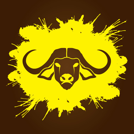 Buffalo head designed on splash ink background graphic vector.のイラスト素材