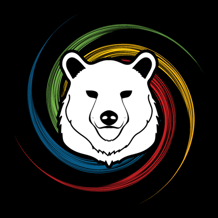 Bear Head designed on spin wheel background graphic vector.のイラスト素材