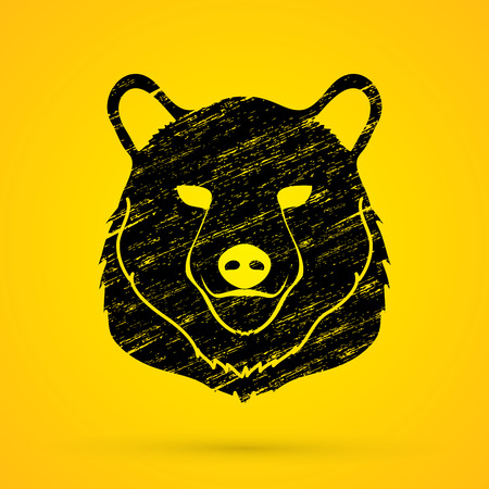 Bear Head designed using black grunge brush graphic vector.のイラスト素材