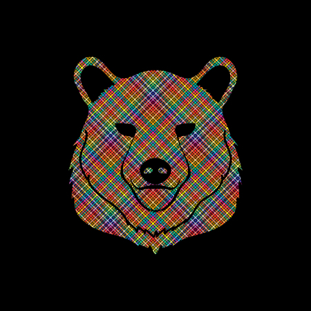 Bear Head designed using colorful pixels graphic vector.のイラスト素材