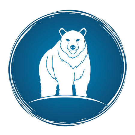 Bear Standing designed on grunge circle background graphic vector.のイラスト素材