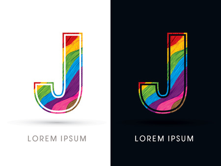 J Font , colorful wave, designed using colorful grunge brush graphic vectorのイラスト素材