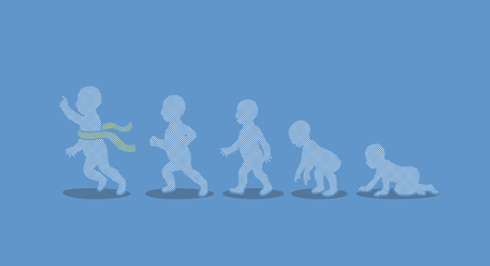 Baby running steps designed using dots pattern graphic vector