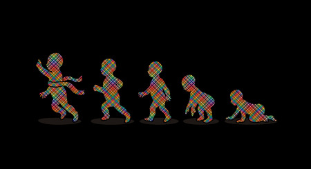 Baby running steps designed using mosaic pattern graphic vectorのイラスト素材