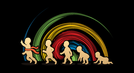 Baby running steps designed on spin wheel background graphic vectorのイラスト素材