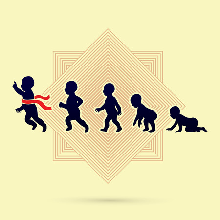 Baby running steps designed on line square background graphic vectorのイラスト素材