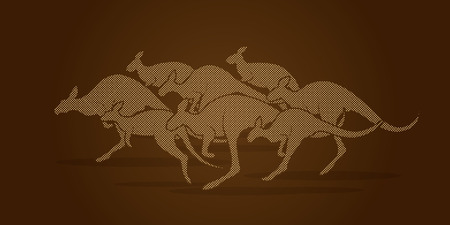 Group of Kangaroo jumping designed using dots pattern graphic vector.のイラスト素材