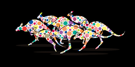 Group of Kangaroo jumping designed using colorful halftone graphic vector.のイラスト素材