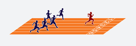 Sprinters on the running track graphic vector.のイラスト素材