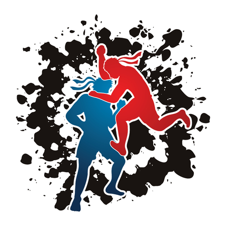 Muay Thai, Thai Boxing, action designed on splash ink background graphic vectorのイラスト素材