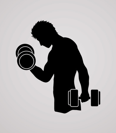 Man exercises with dumbbell graphic vectorのイラスト素材