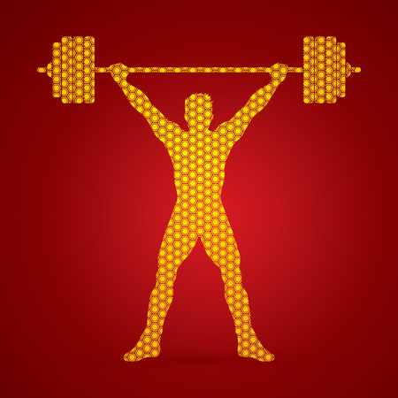 Weight Lifting silhouette, designed using hexagons pattern graphic vector.のイラスト素材