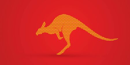 Kangaroo jumping designed using geometric pattern graphic vector.のイラスト素材