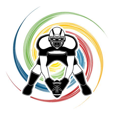 American football player front view designed on spin wheel background graphic vectorのイラスト素材