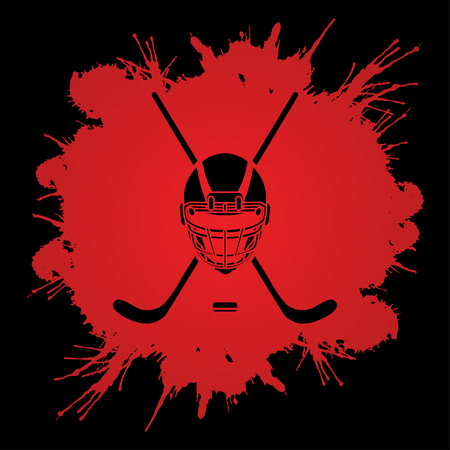 Hockey helmet designed on grunge blood background graphic vector.のイラスト素材