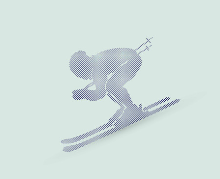 Skier designed using dots pixels graphic vector.のイラスト素材
