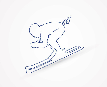 Skier designed using outline graphic vector.のイラスト素材