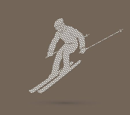 Skier action designed using geometric pattern graphic vector.のイラスト素材