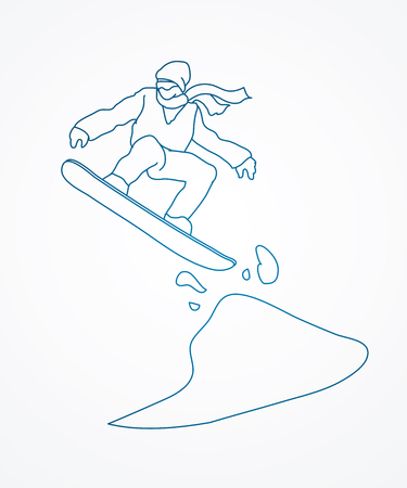 Snowboarder jumping designed using outline graphic vector.のイラスト素材