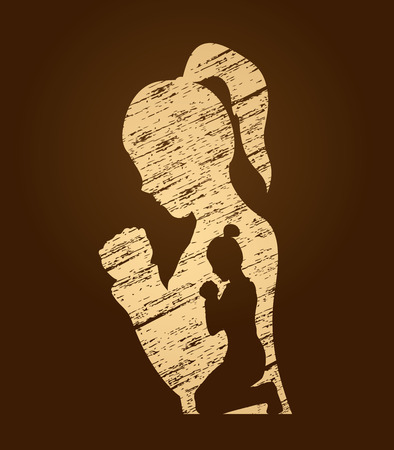 Woman prayer designed using gold grunge brush graphic vector.のイラスト素材