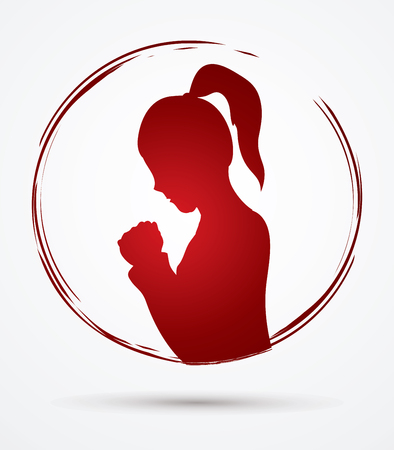 Woman prayer designed using grunge brush graphic vector.のイラスト素材