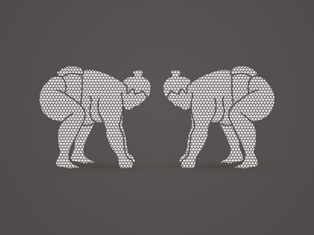 Sumo prepare to fight designed using geometric pattern graphic vector.のイラスト素材