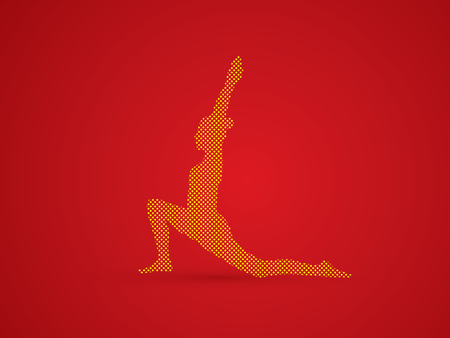 Yoga pose designed using dots pixels graphic vector.のイラスト素材