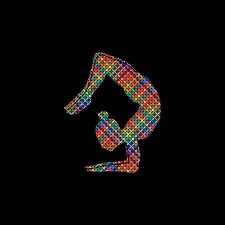 Yoga pose designed using colorful pixels graphic vector.のイラスト素材