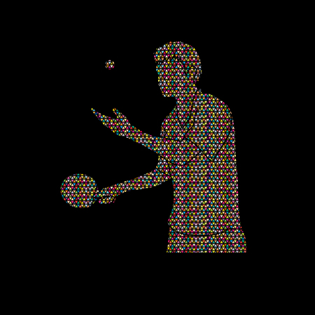 table tennis player designed using colorful mosaic pattern graphic vector.のイラスト素材