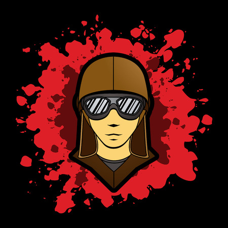 Pilot Face designed on splash blood background graphic vectorのイラスト素材