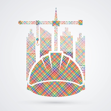 Construction building industry designed using colorful pixels graphic vector.のイラスト素材