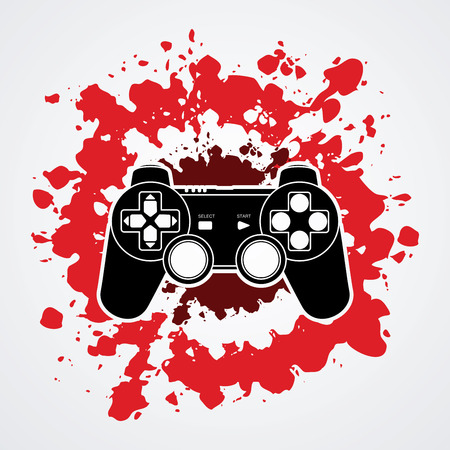 Game Joystick designed on splatter blood background graphic vector.のイラスト素材