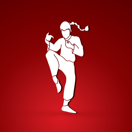 Drunken Kung fu pose graphic vector.のイラスト素材