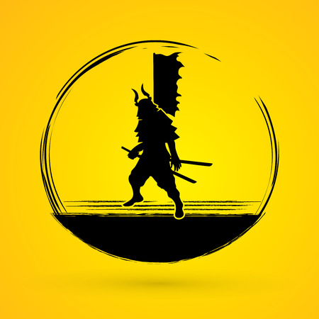 Samurai standing ready to fight graphic vector.のイラスト素材
