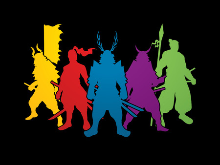 Samurai Warrior pose graphic vector.のイラスト素材