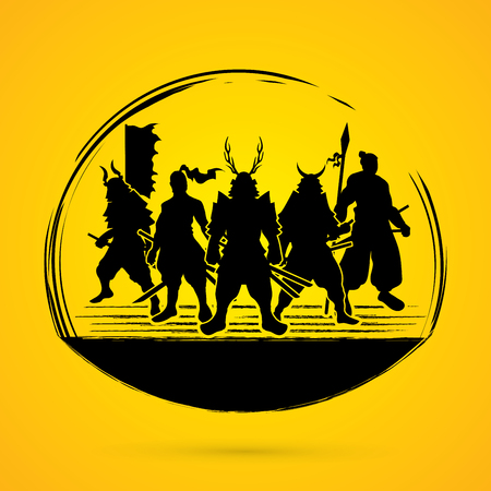 Samurai Warrior pose graphic vector.のイラスト素材