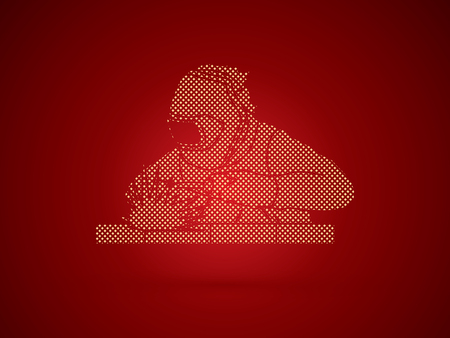 Welder working welding designed using dots pixels graphic vectorのイラスト素材