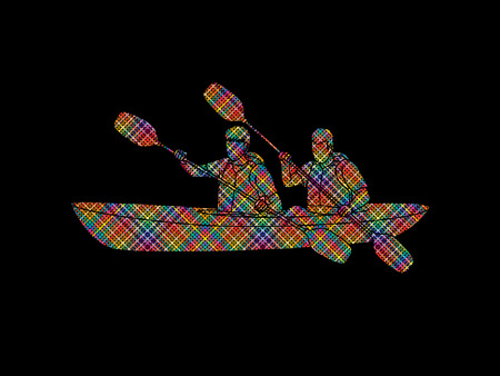People kayaking designed using colorful pixels graphic vector.のイラスト素材