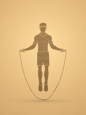 Sport man jumping rope designed using geometric pattern graphic vector.のイラスト素材