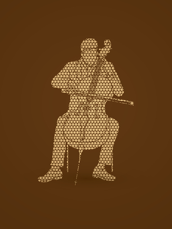 Cello player designed using geometric pattern graphic vector.のイラスト素材