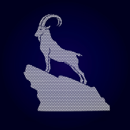 Ibex standing on the cliff designed using geometric pattern graphic vector.のイラスト素材