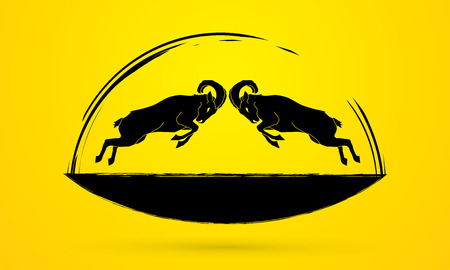 Ibexes fighting graphic vector.のイラスト素材