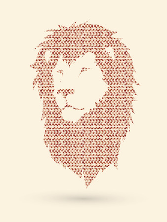 Lion head designed using brown geometric pattern graphic vectorのイラスト素材